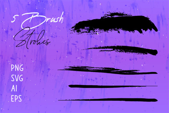 Black Watercolor Brush Strokes Set for Graphics and Textures