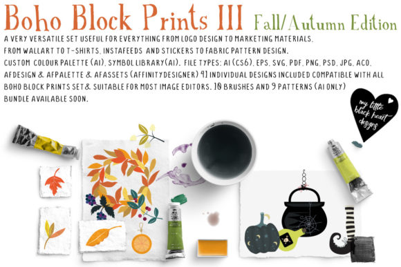 Boho Block Print Set 3 Autumn Fall Edit: A Graphic Design Asset for Handmade Creations
