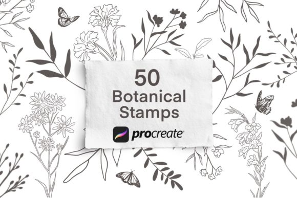 Botanical Procreate Brush Stamps for Website Graphics and Design