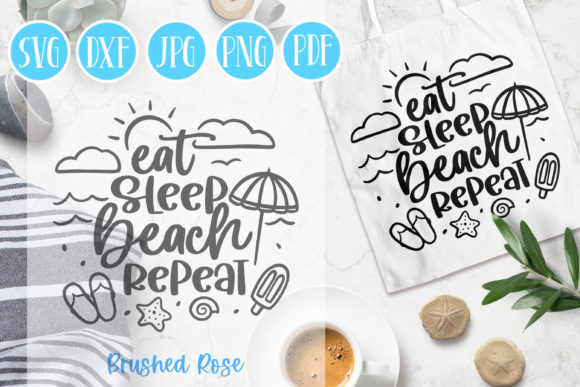 Eat Sleep Beach Repeat Summer Graphics for Local Branding