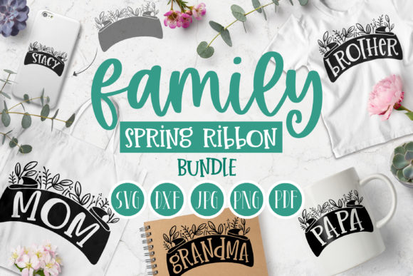Family Spring Ribbon Botanical Bundle: A Graphic Design Asset for Seasonal Content