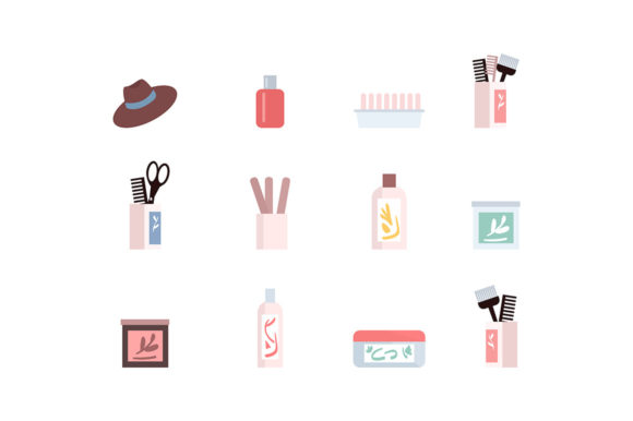 Hair Care Products Flat Color Graphics for Branding
