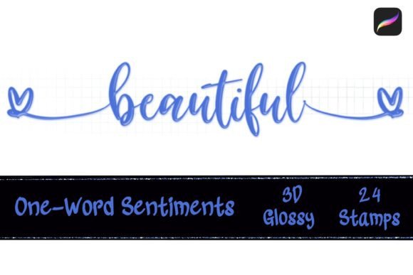Procreate 3D Glossy Words - 24 Stamps for Branding and Graphics