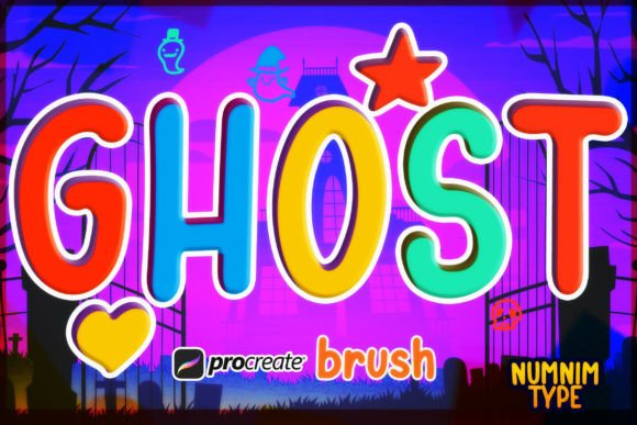 Procreate Brush Ghost Kids Alphabet a-Z for Graphics and Brushes
