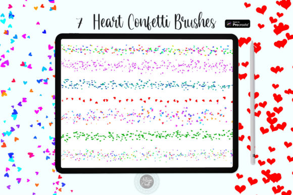 Procreate Brush Heart Confetti for Graphics and Branding