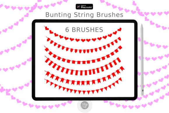 Procreate Brush Set with Bunting Flags for Graphics and Brushes