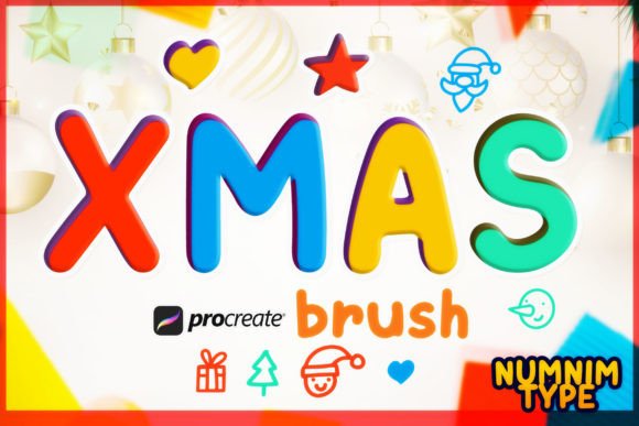 Procreate Brush Stamp Xmas Gift Kids a-Z for Graphics and Branding