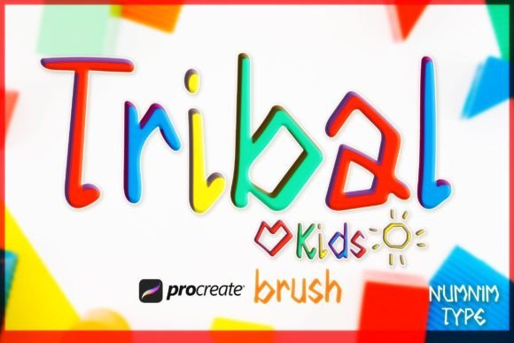 Procreate Brush Tribal Kids Alphabet a-Z for Graphics and Brushes