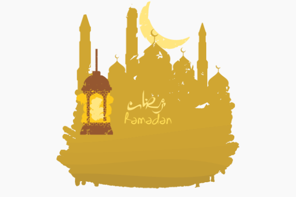 Ramadan Brushed Lamp Mosque and Crescent Graphics