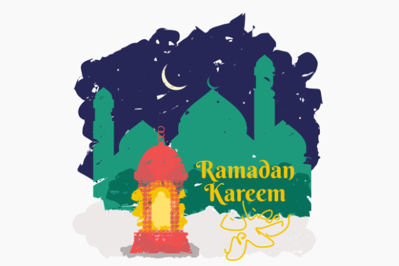 Ramadan Kareem Brushed Mosque Lantern Graphics