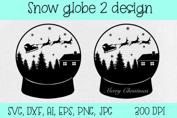 Santa Claus Silhouette in a Snow Globe - Graphics for Crafts