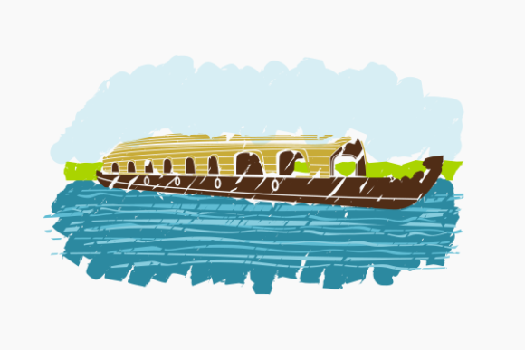 Semi-Oblique Brushed Kerala Houseboat Graphics