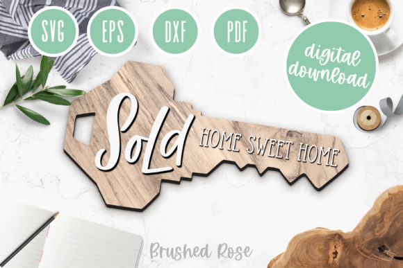 Sold Key Laser Cut File for Signs and Crafting
