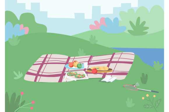 Spot for Picnic Flat Color Vector Graphics