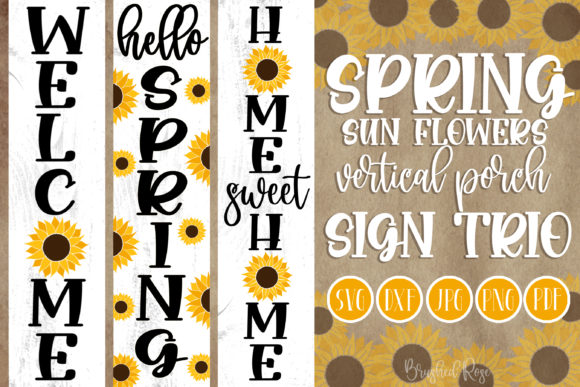 Spring Vertical Porch Signs Sunflower Graphic for Local Branding