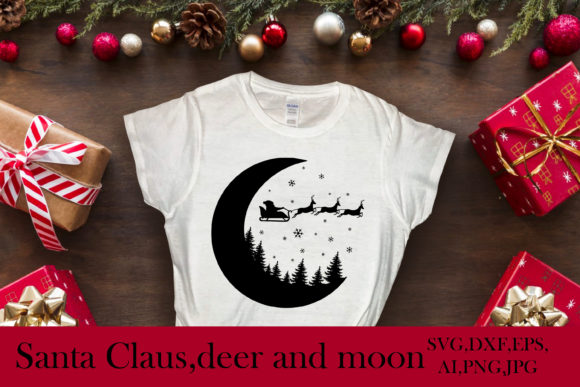SVG Santa Claus and Deer for Crafts and Graphics
