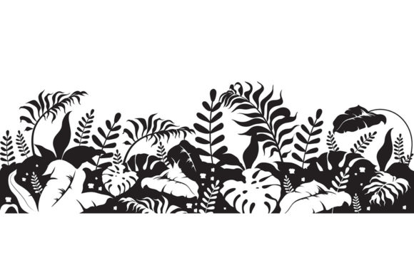 Tropical Foliage Black Silhouette Vector for Creative Projects