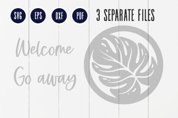 Tropical Leaf Laser SVG Circle Welcome for Signs and Laser Cutting