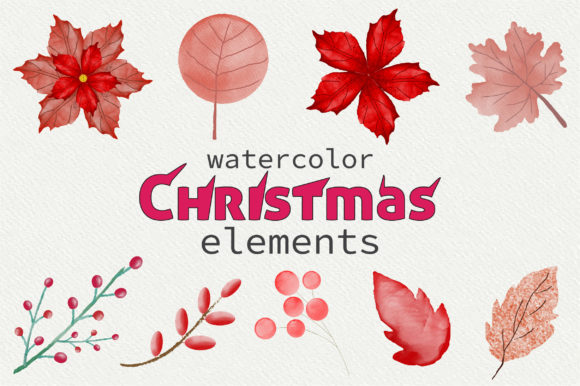 Watercolor Flowers and Berries Graphics for Editorial Use