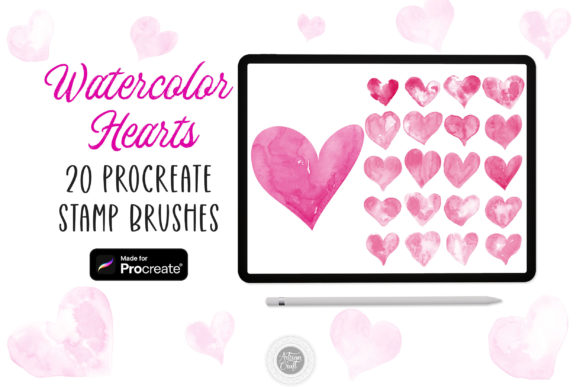 Watercolor Hearts Procreate Stamps Review